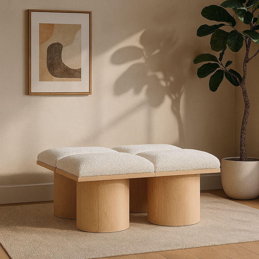 Pavilion - 4 Piece Modular Bench With Natural Base