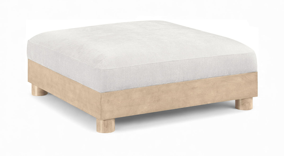 Turin - Chenille Fabric Upholstered Modular Ottoman - Natural Base