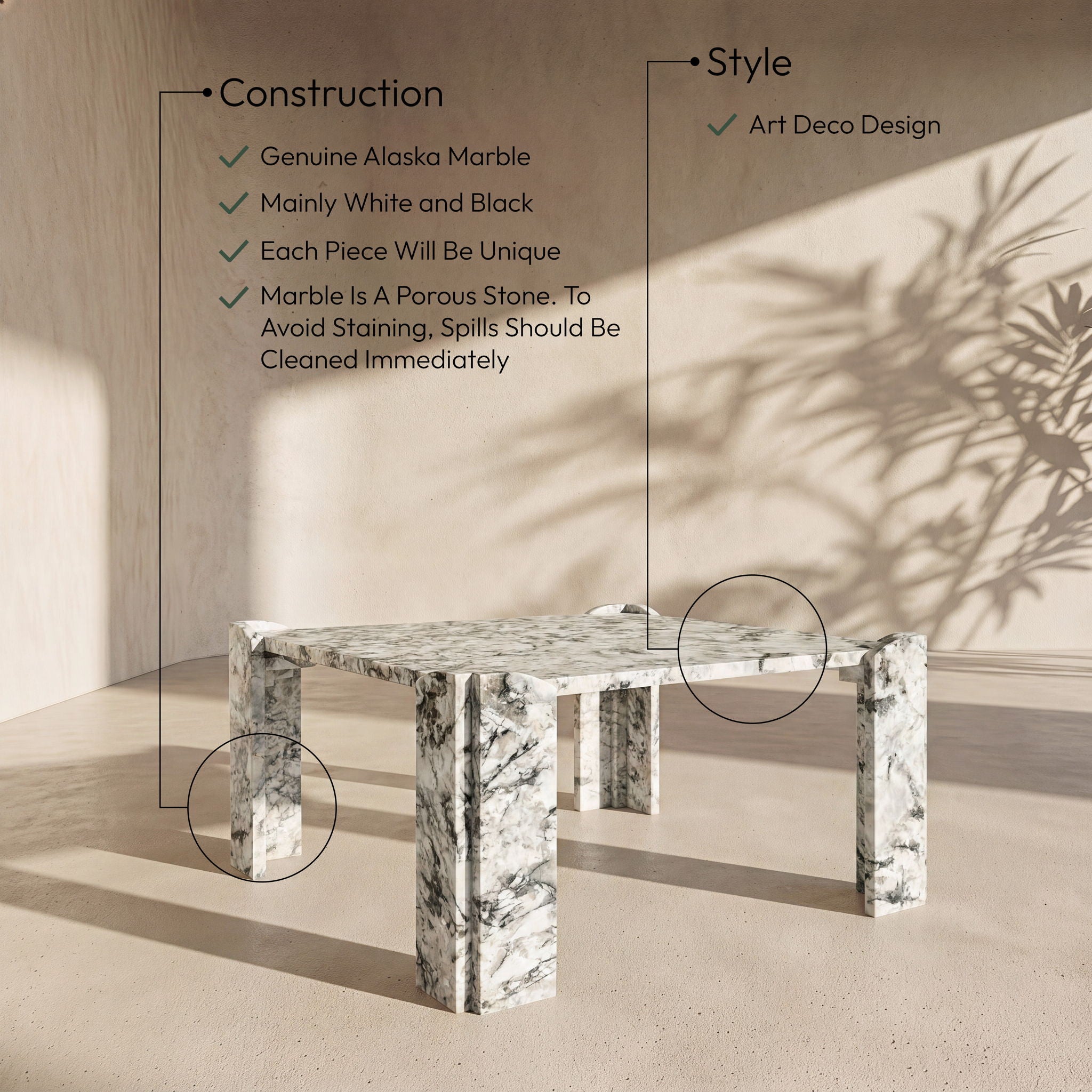 Ravello - Genuine Marble Table