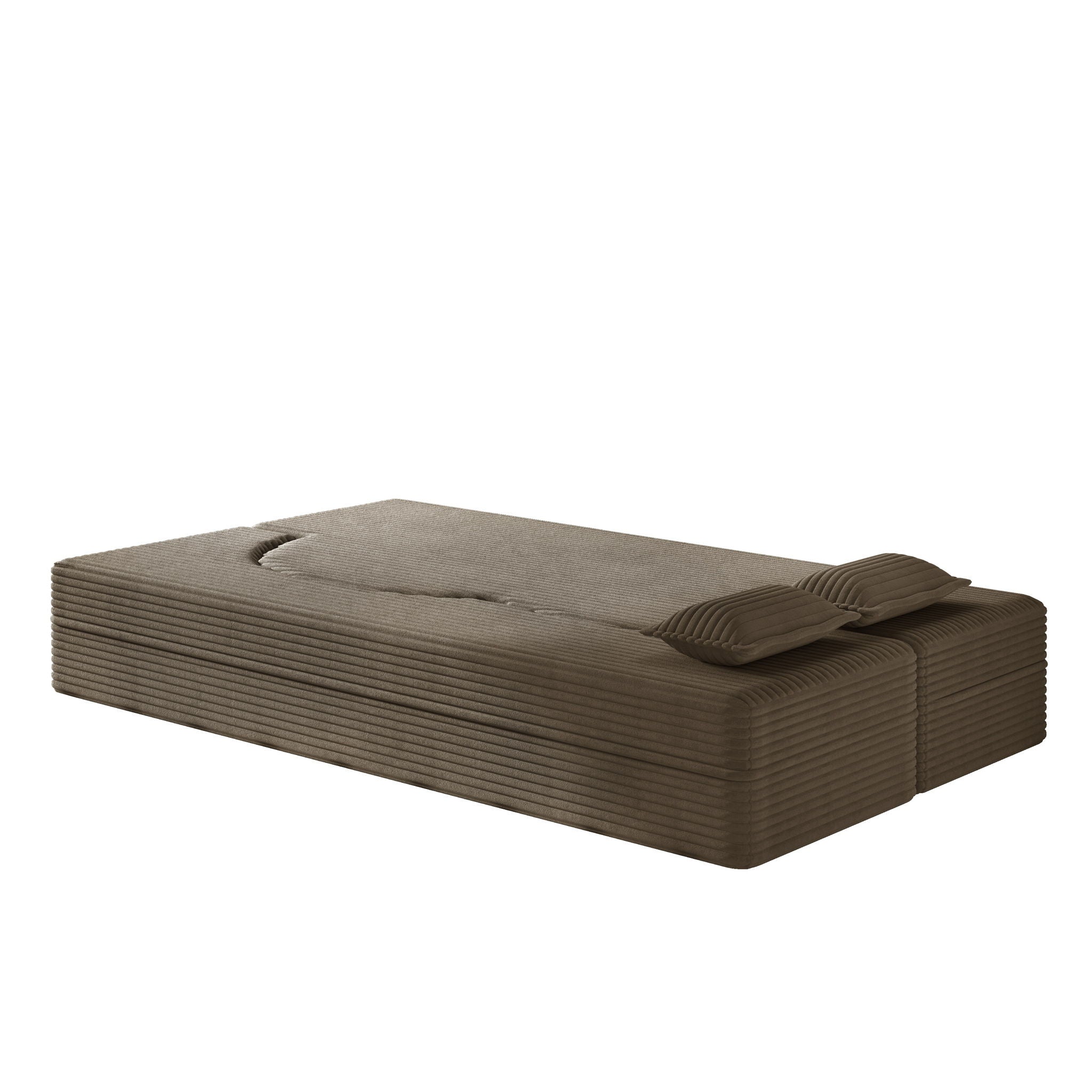 Modern Floor Sofa With 2 Pillows, Convertible Twin Size Folding Mattress For Living Room