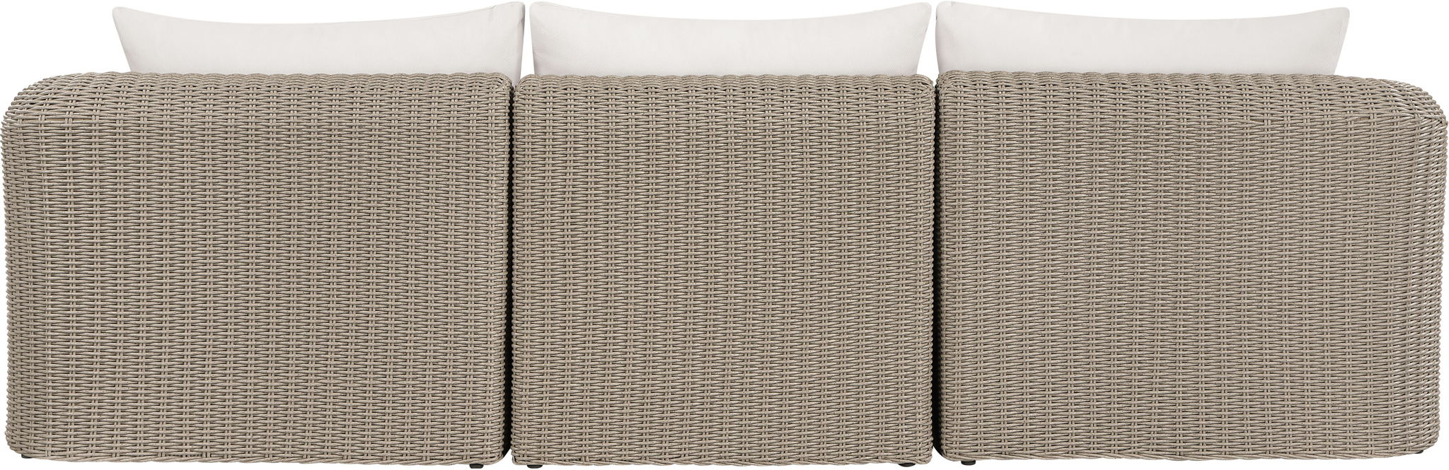 Seacrest - Olefin Water Resistant Fabric And Wicker 3 Piece Outdoor Patio Modular Sofa