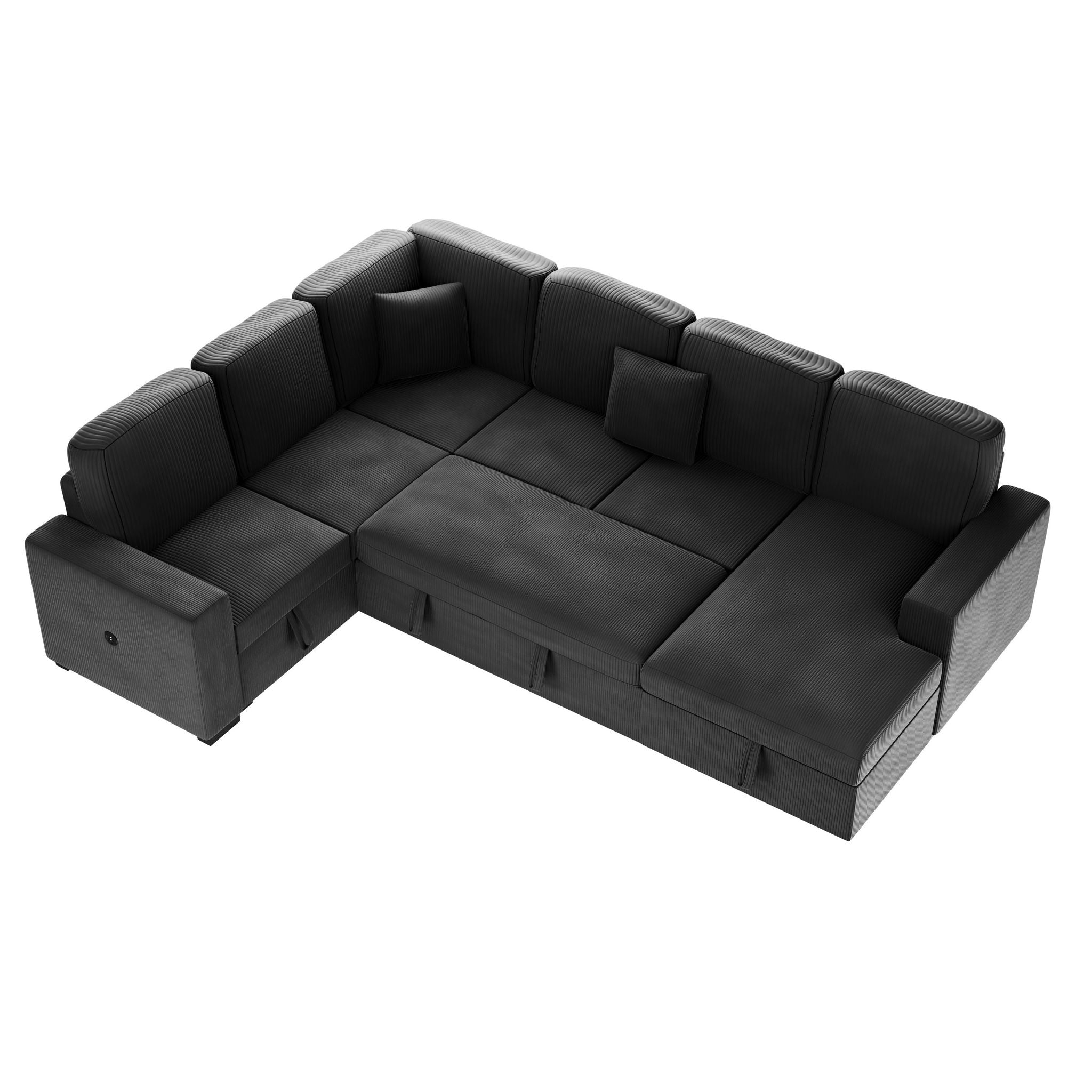 Modern Design Convertible Sectional Storage Bed With USB Port