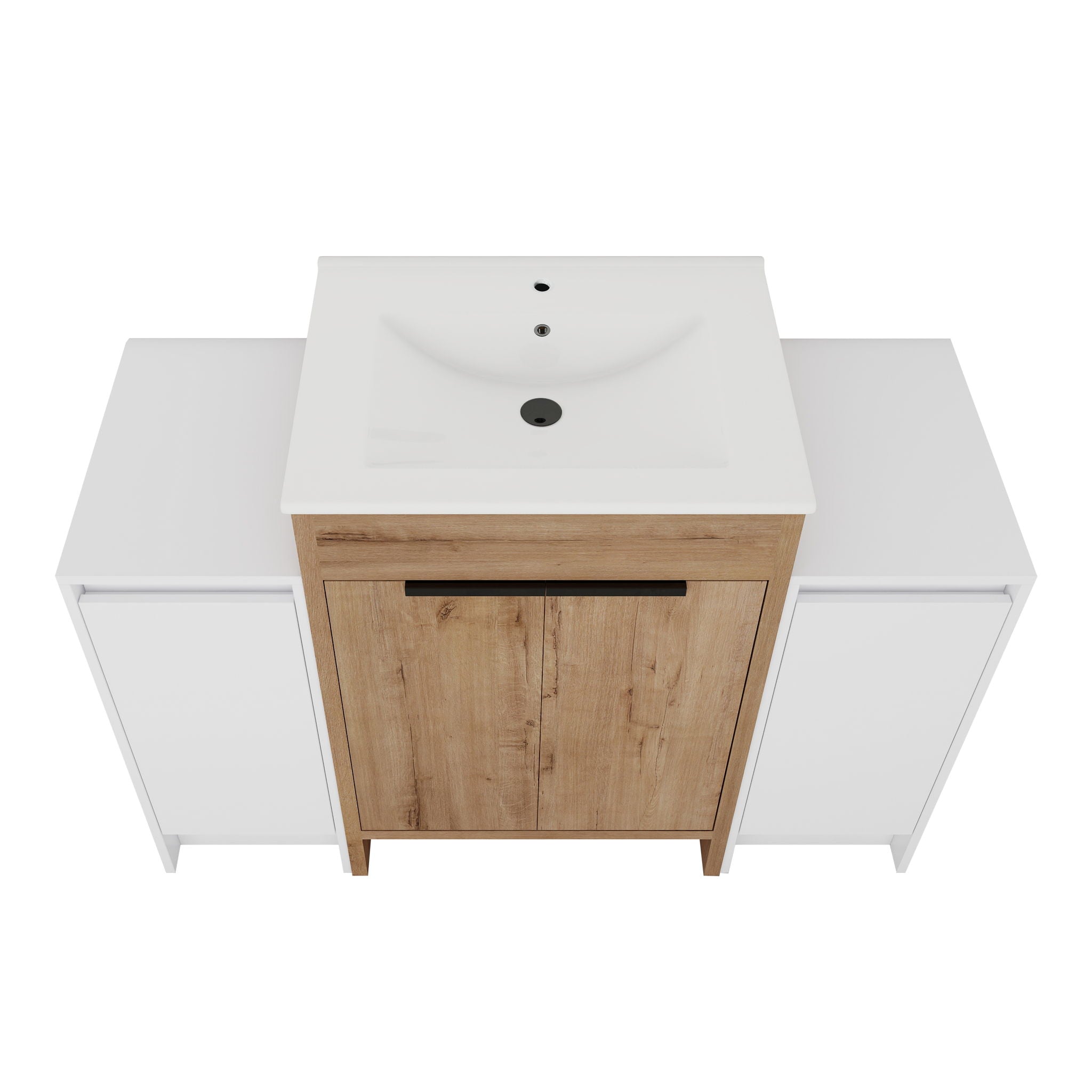 48" Freestanding Bathroom Vanity With Sink And 2 Storage Cabinets, Soft Closing Door - Imitative Oak / White