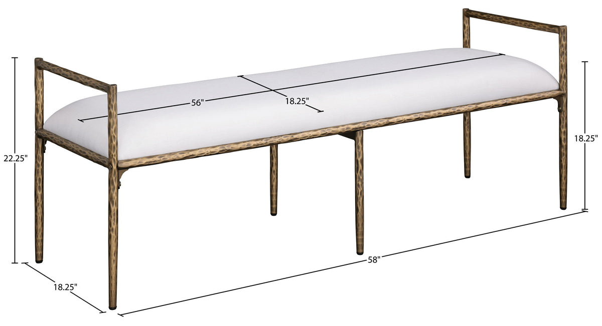 Axis - Linen Textured Cream Fabric Upholstered Bench