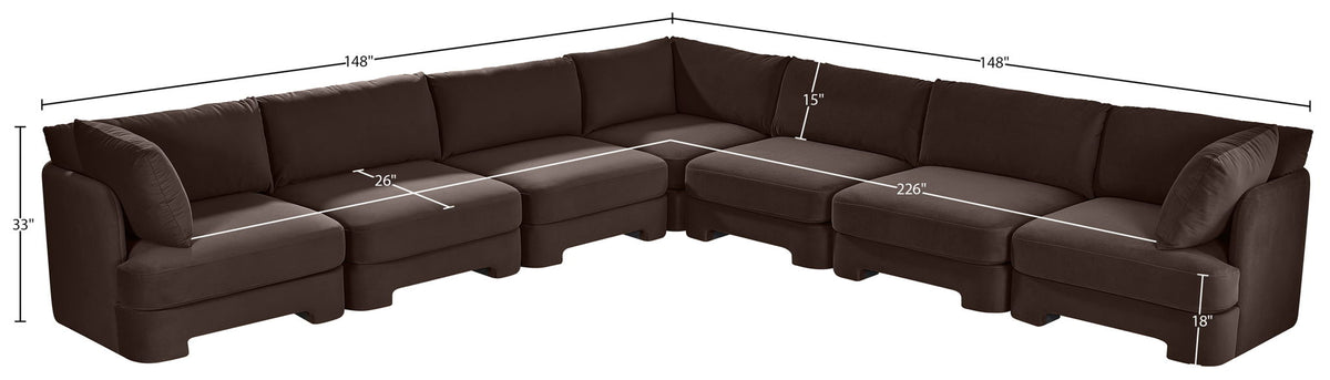 Hammond - Velvet Performance Fabric Upholstered 7 Piece Corner Sectional