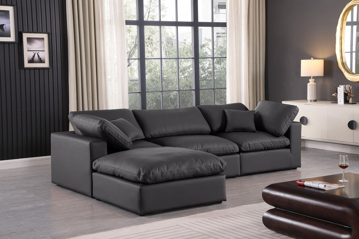 Comfy - 4 Piece Faux Leather Modular Sectional With Chaise