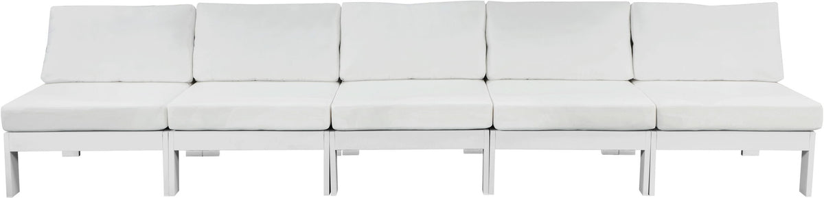 Nizuc - Outdoor Patio 5 Seat Modular Armless Sofa With White Frame