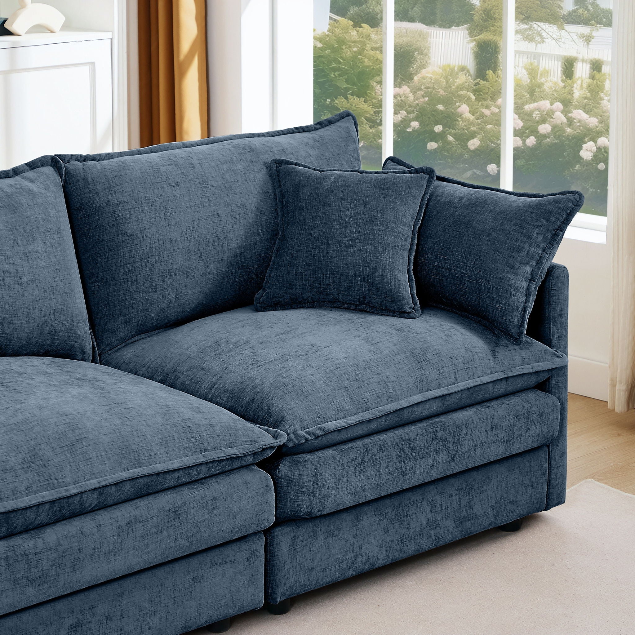 Modular L-Shaped Sectional Sofa With Movable Ottoman