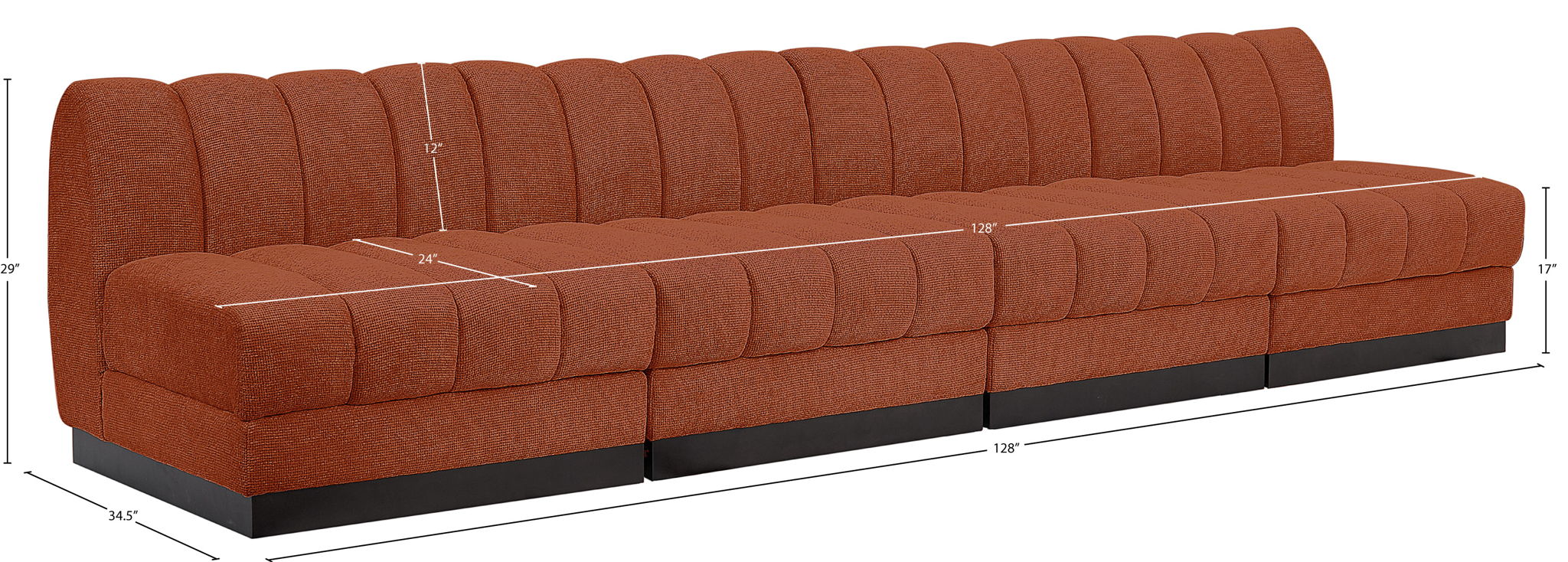 Quinn - 4 Seat Modular Armless Sofa