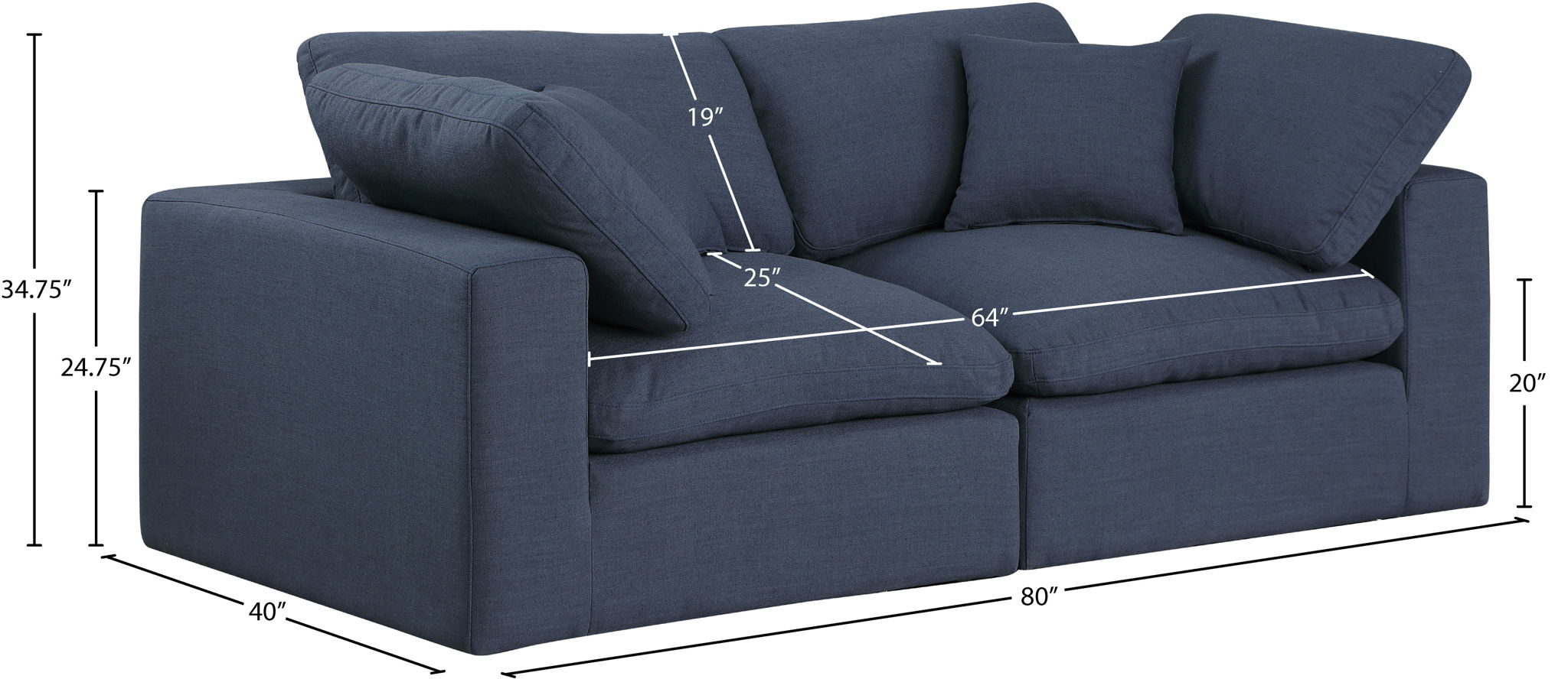 Comfy - Linen Modular Sofa 2 Seats