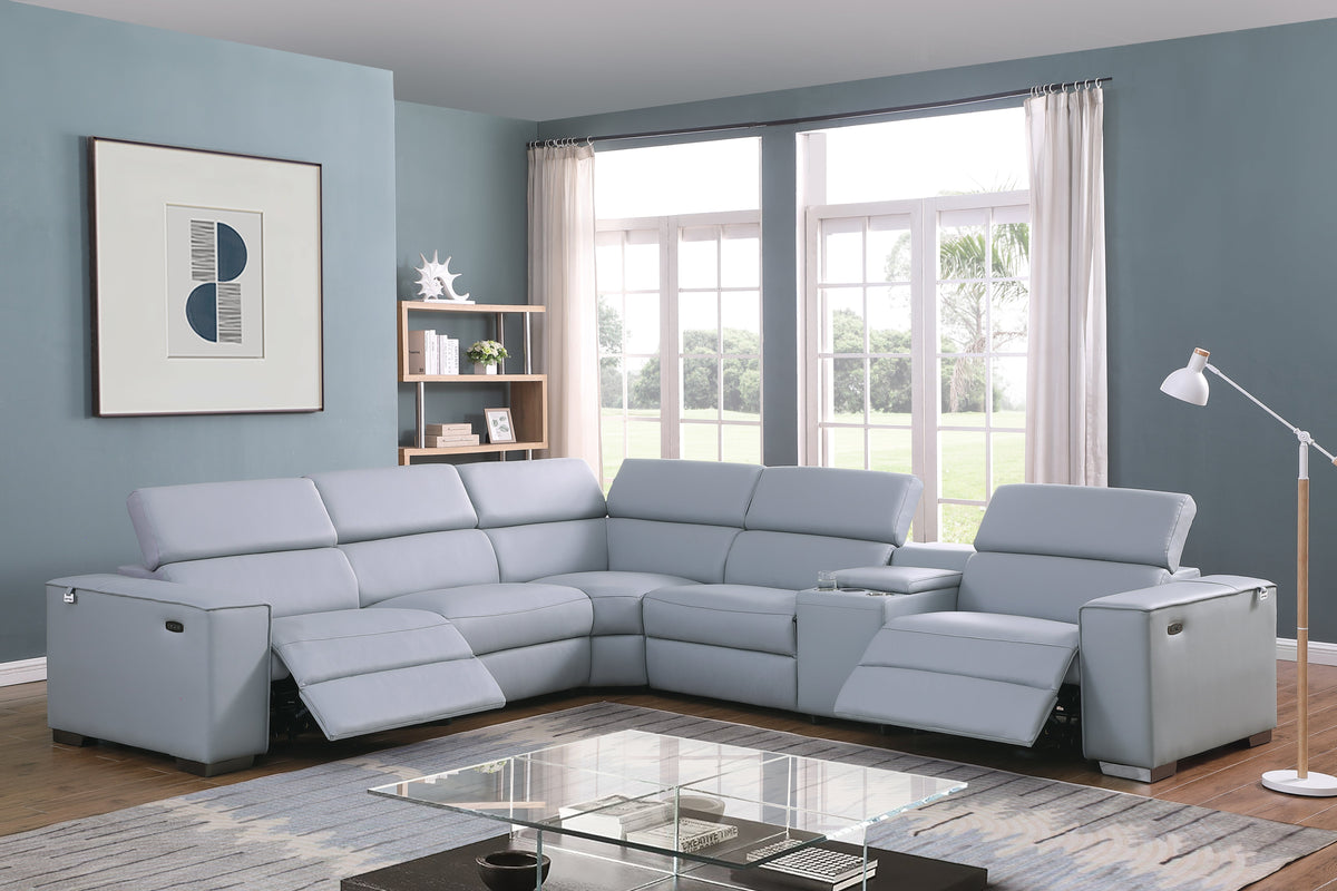 Picasso Sky Power Reclining Sectional
