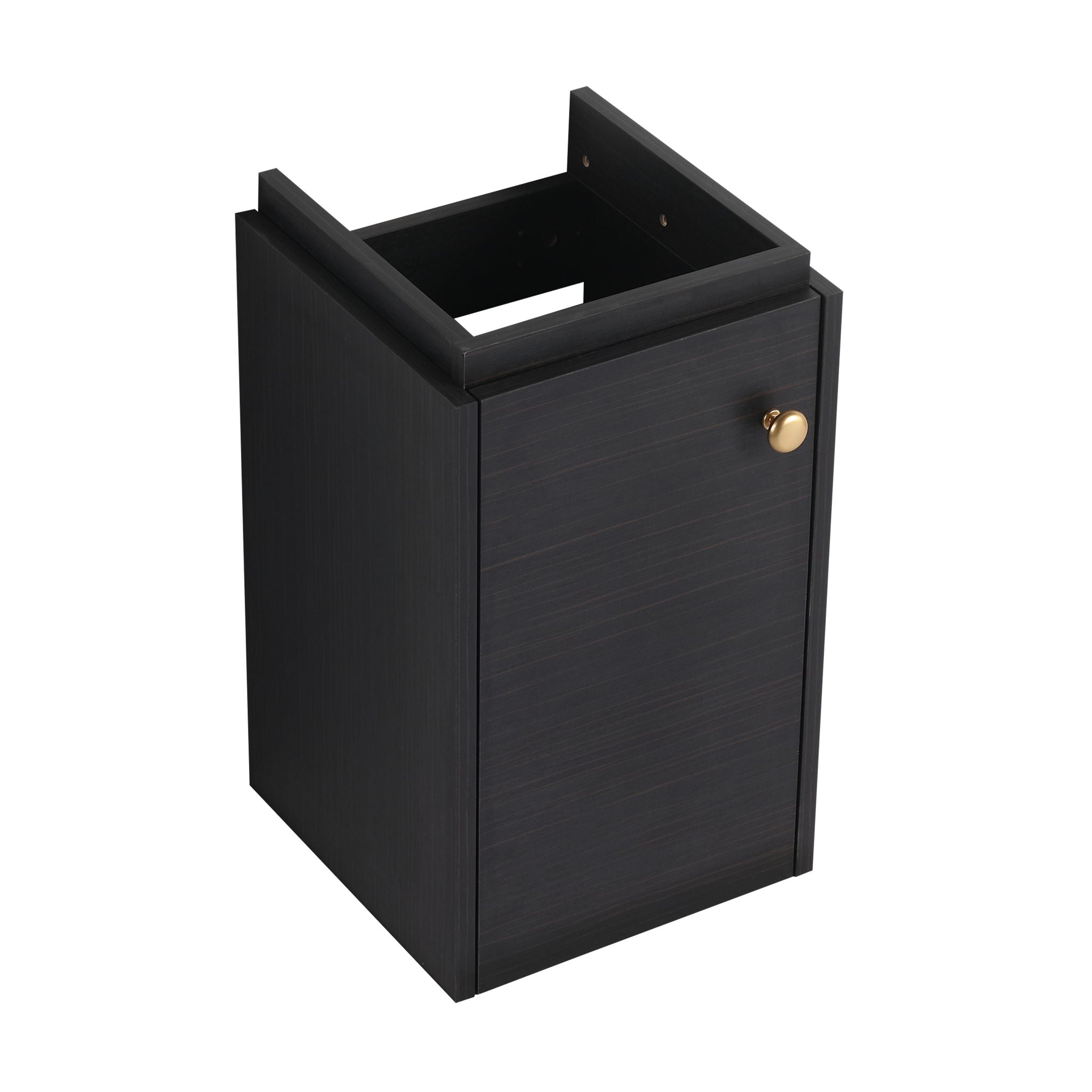 Compact Bathroom Vanity With Sink, Soft Close Door - Black Chestnut