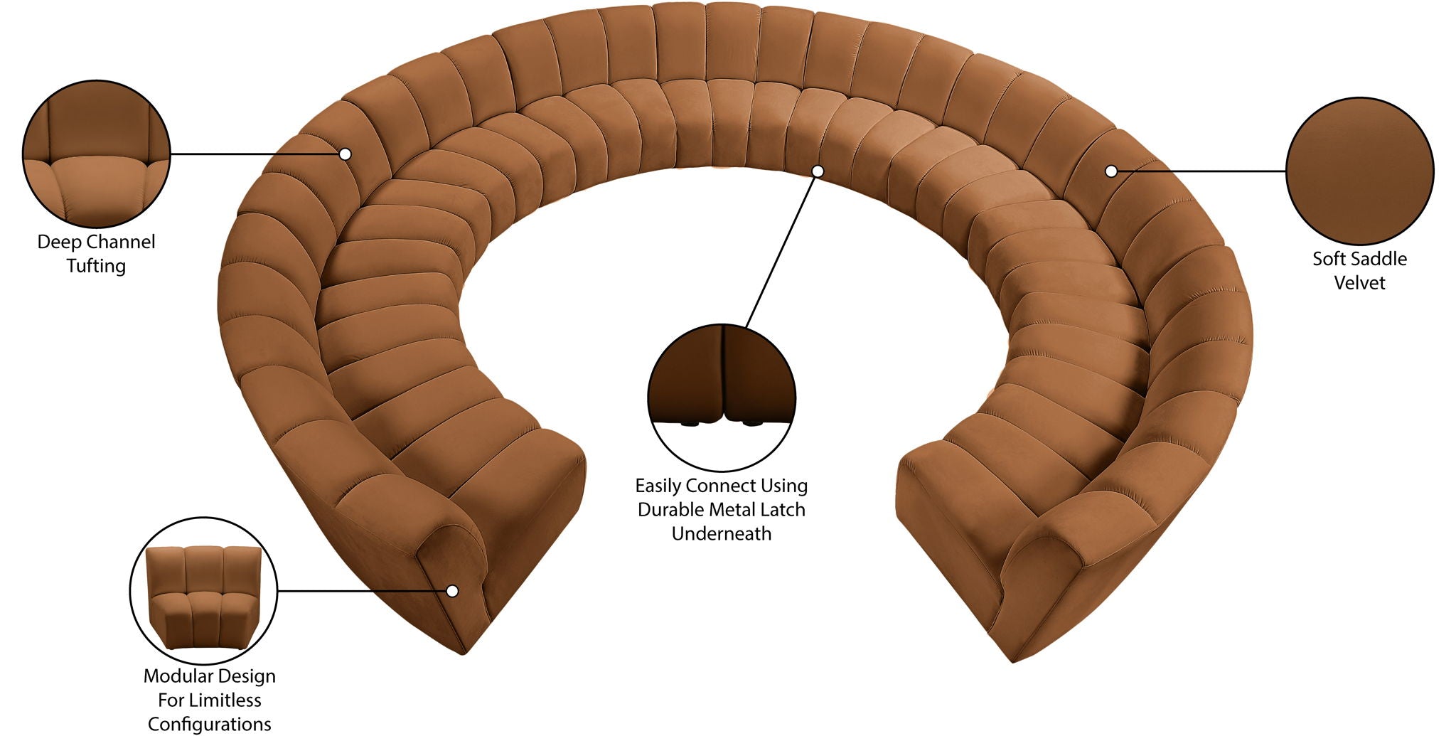 Infinity - 11 Piece Modular Sectional - Saddle