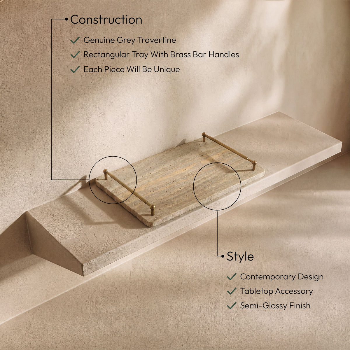 Nathan - Travertine Tray