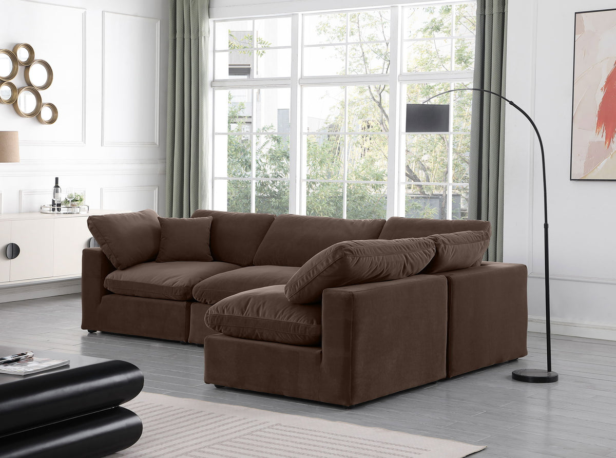 Comfy - 4 Piece Velvet Modular Armless Sectional