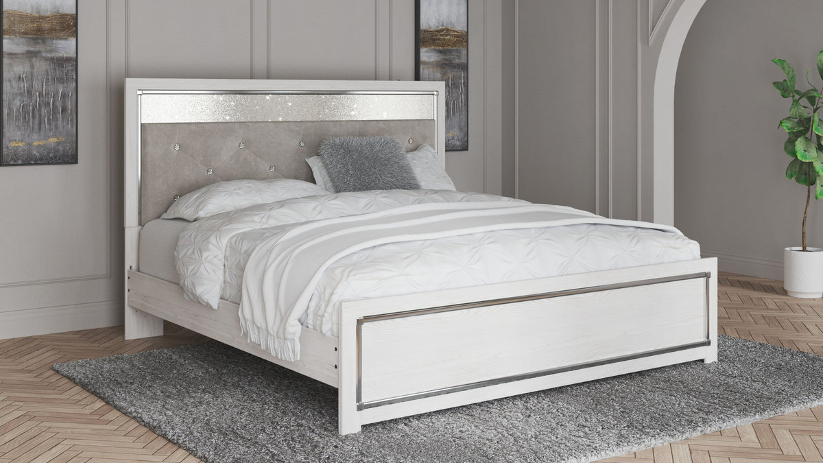 Altyra - King Panel Bed With Upholstered Headboard - White