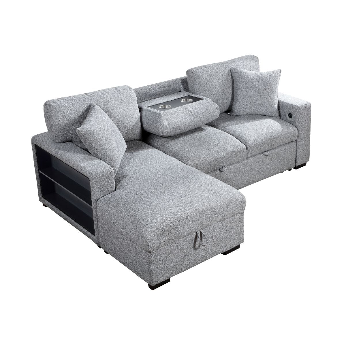 Pompano - Sectional With Chaise, Pull-Out Bed And Hidden Storage, Charging Ports