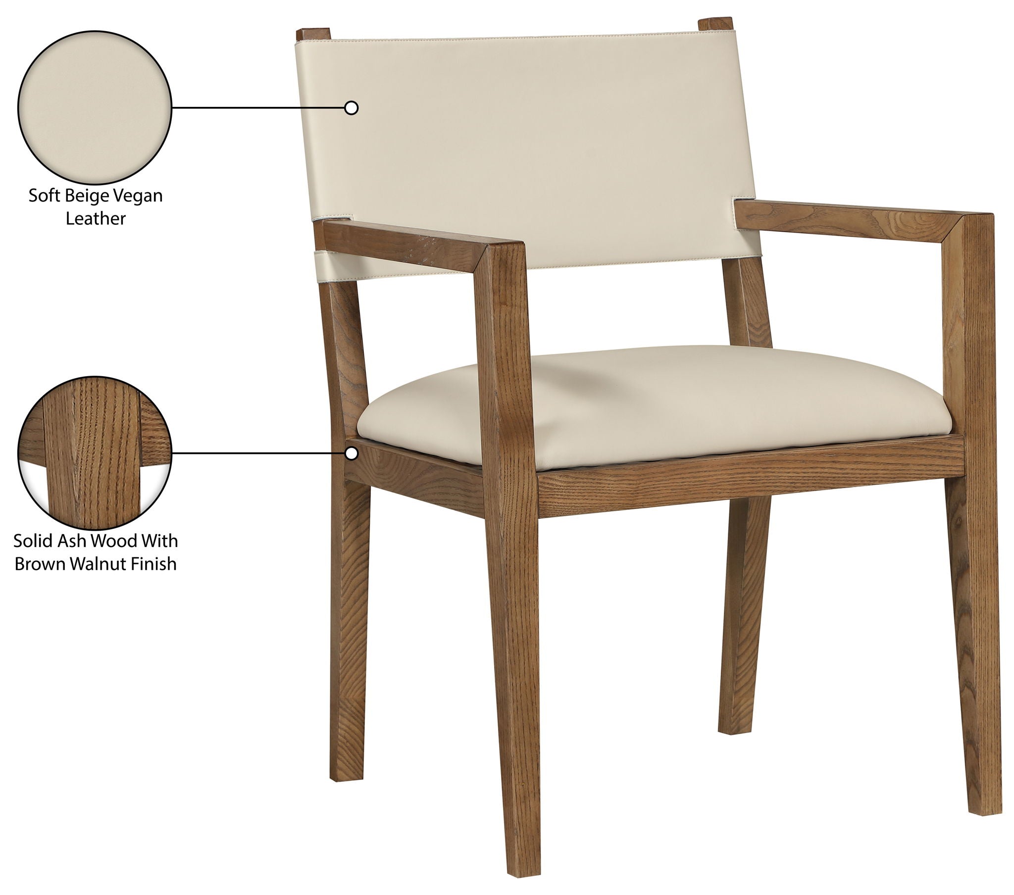 Avon - Vegan Leather Dining Arm Chair