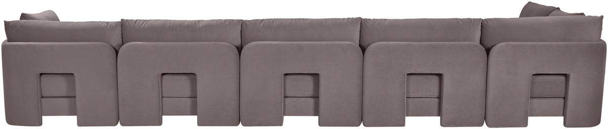 Hammond - Velvet Performance Fabric Upholstered 6 Piece L-Shaped Armless Sectional