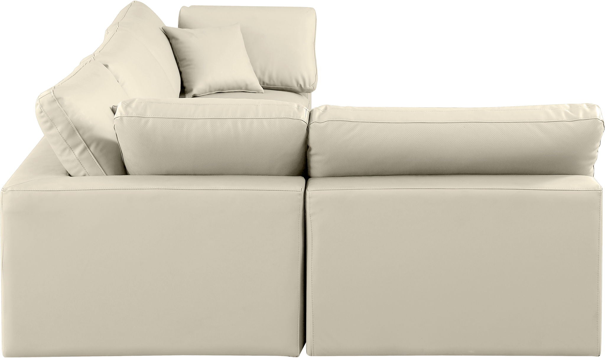 Comfy - 4 Piece Faux Leather Modular Armless Sectional