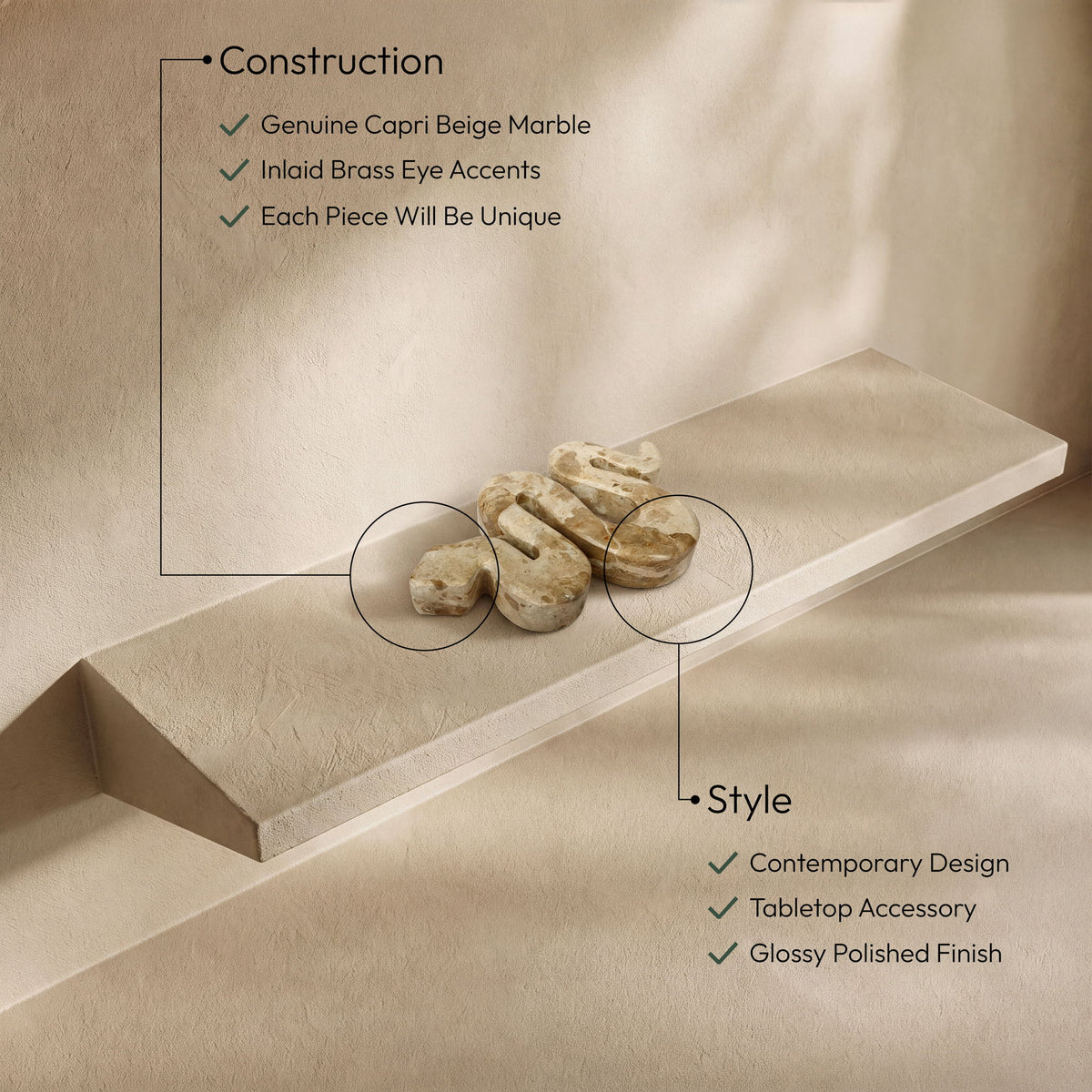 Asp - Genuine Marble Tabletop Object
