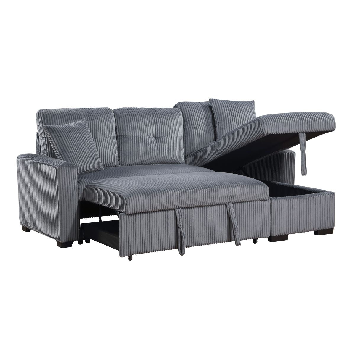 Rhett - 3 Piece Reversible Sectional With Pull-Out Bed And Hidden Storage