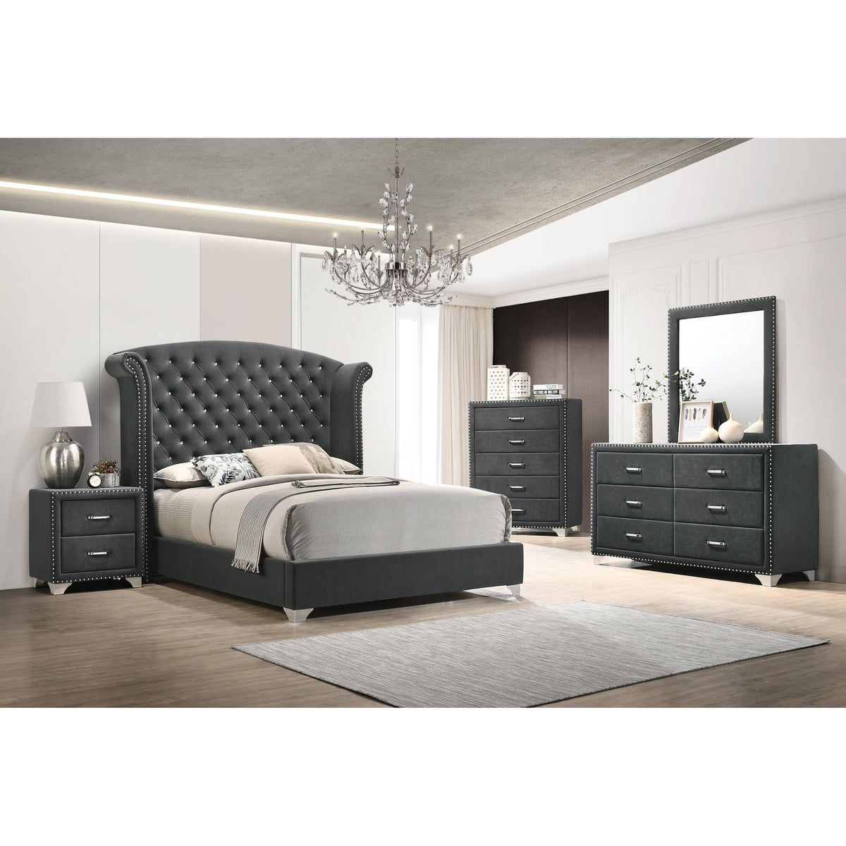 Melody California King Upholstered Platform Bed 223381KW