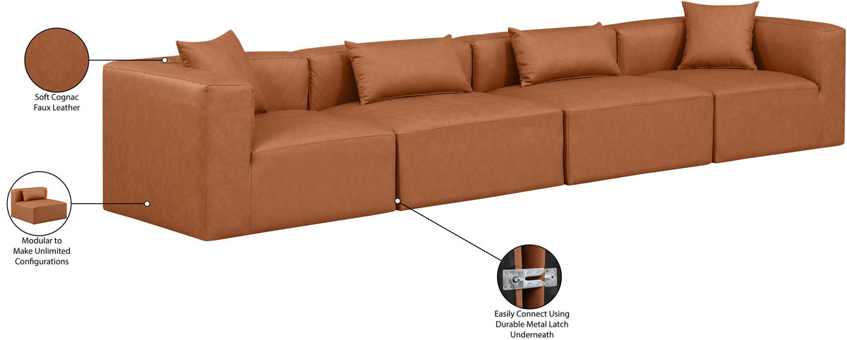 Cube - Modular 4 Piece Sofa - Cognac