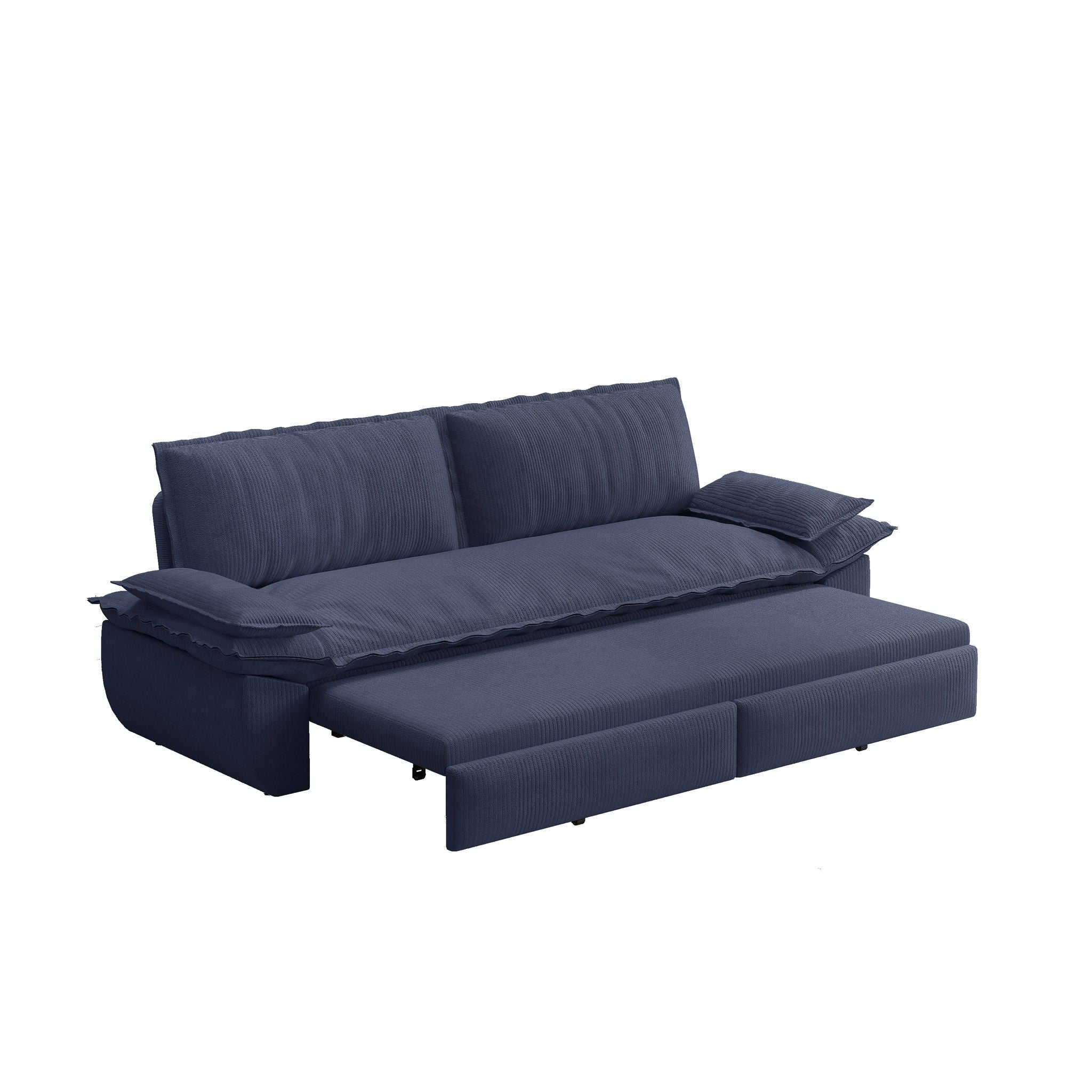 Queen Pull Out 3 In 1 Convertible Sleeper Sofa Bed - Blue