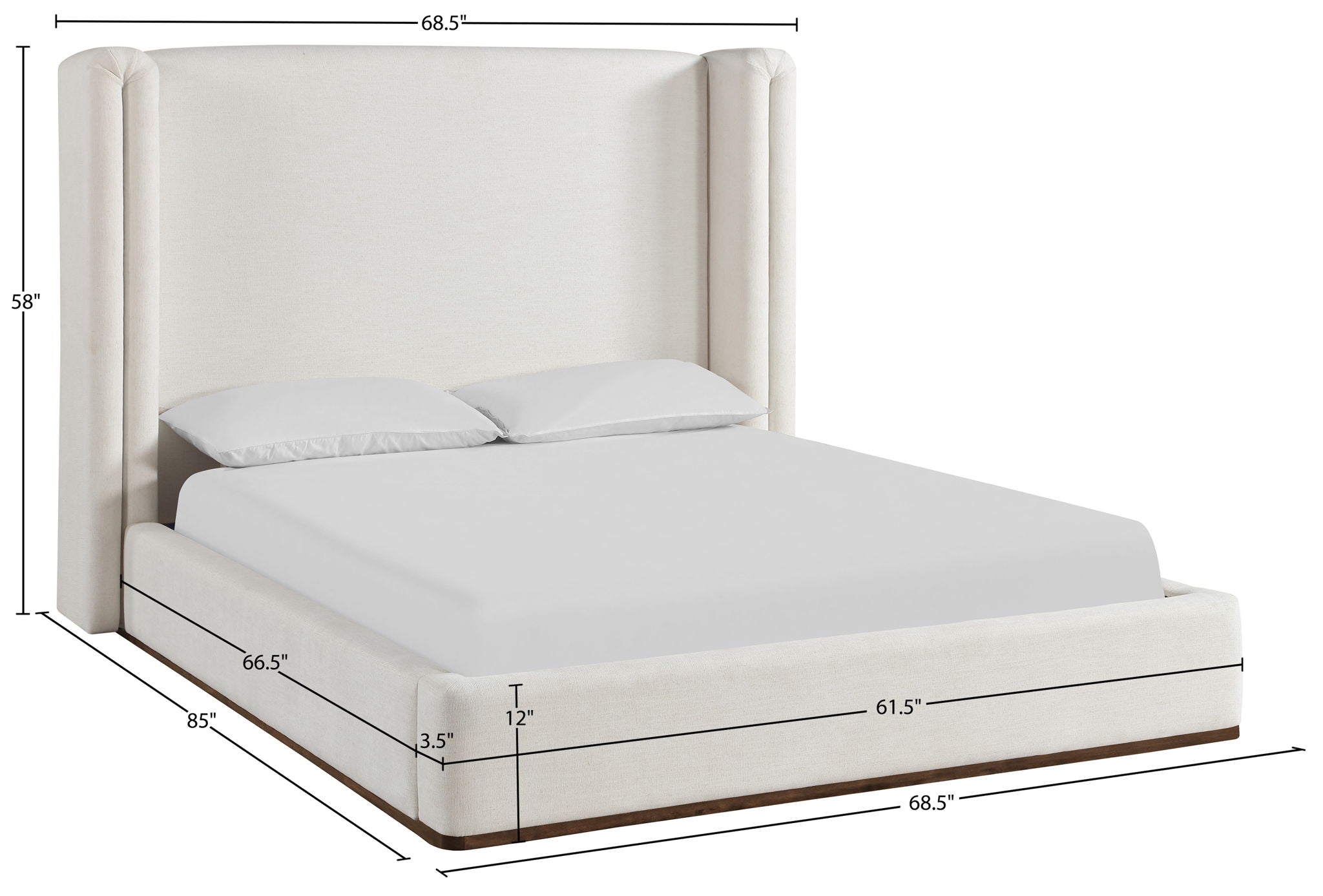Solange - Linen Textured Fabric Upholstered Bed