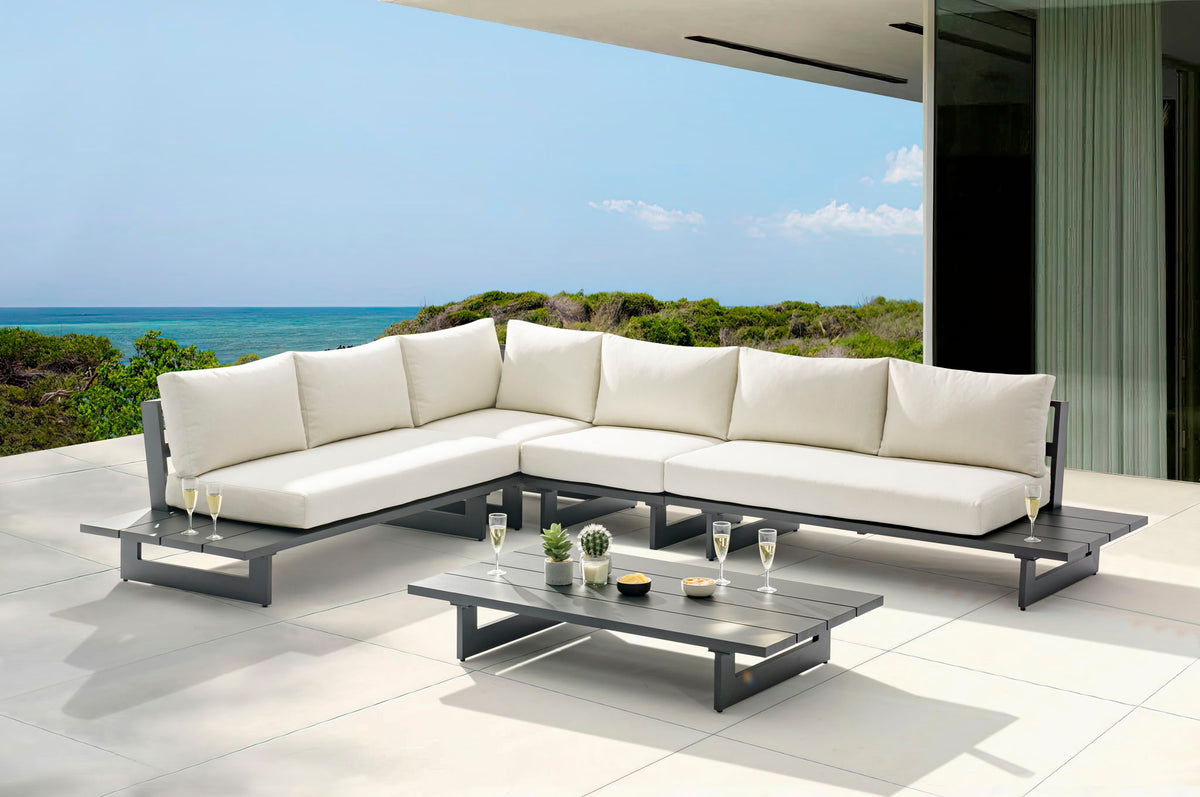 Maldives - 4 Piece Water Resistant Outdoor Patio Modular Sectional With Gray Base
