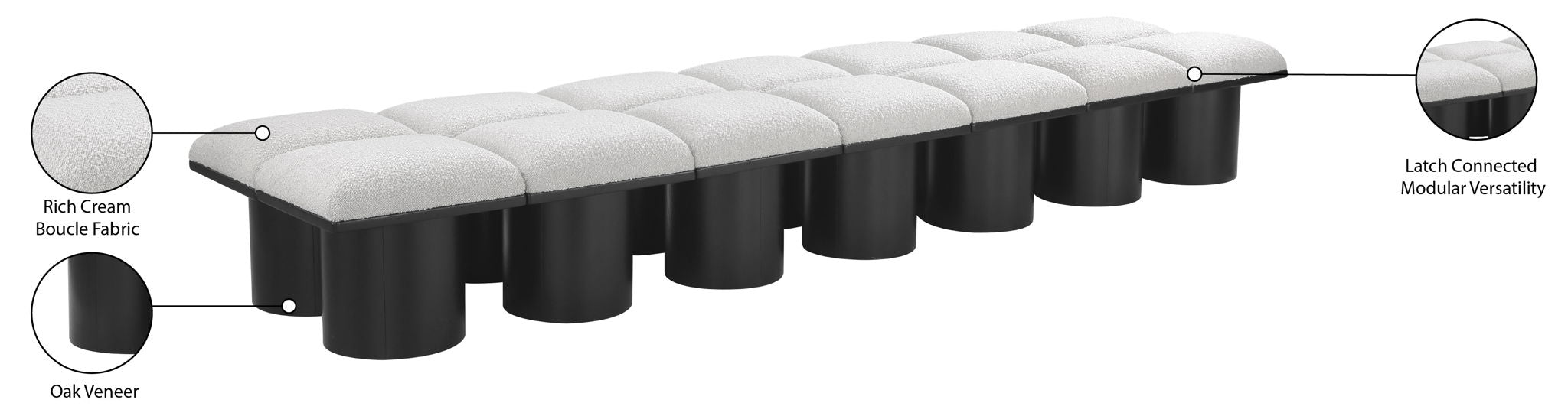 Pavilion - 14 Piece Modular Bench With Black Base