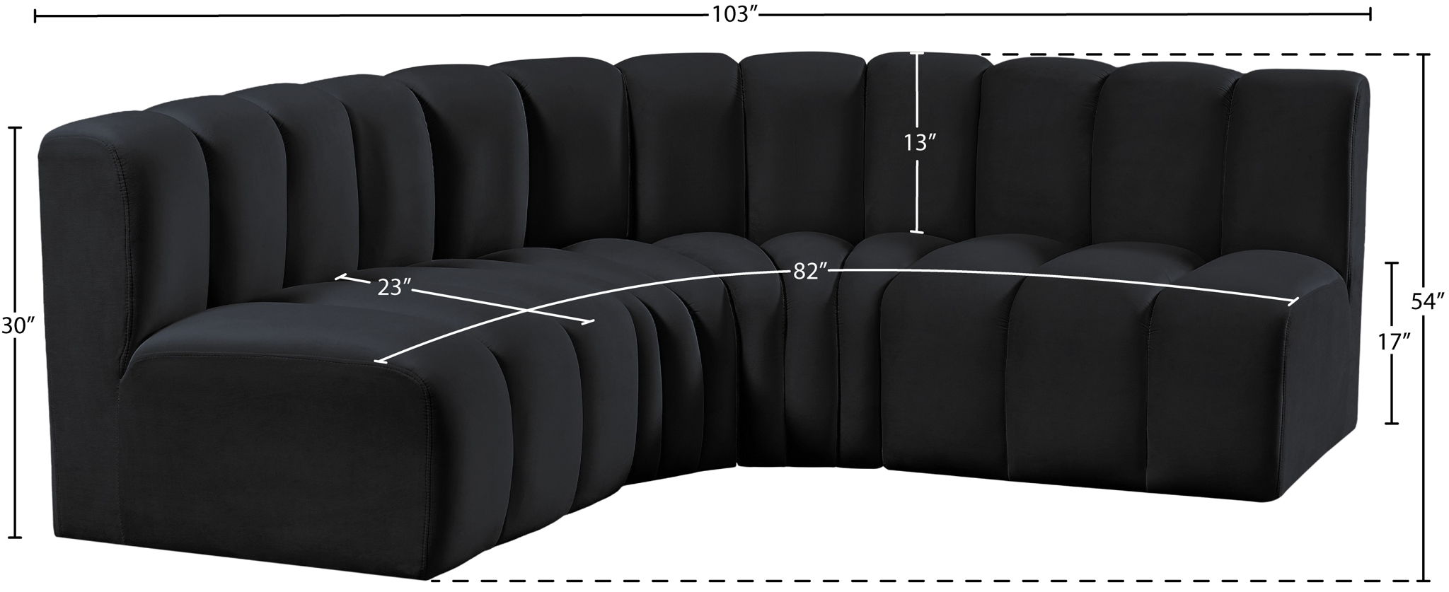 Arc - Velvet 4 Piece Corner Modular Sofa