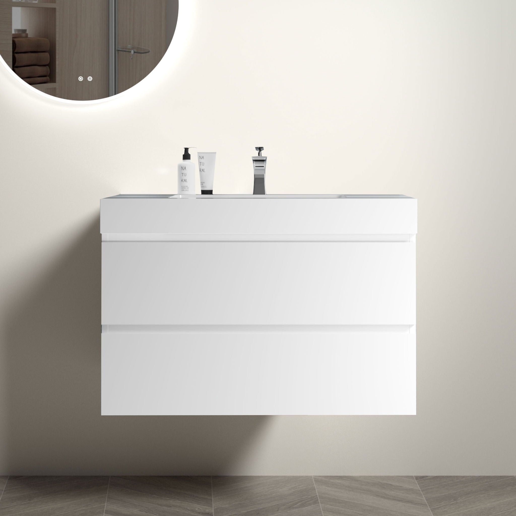 Alice - Bathroom Vanity With Large Storage, Sink, Wall Mounted