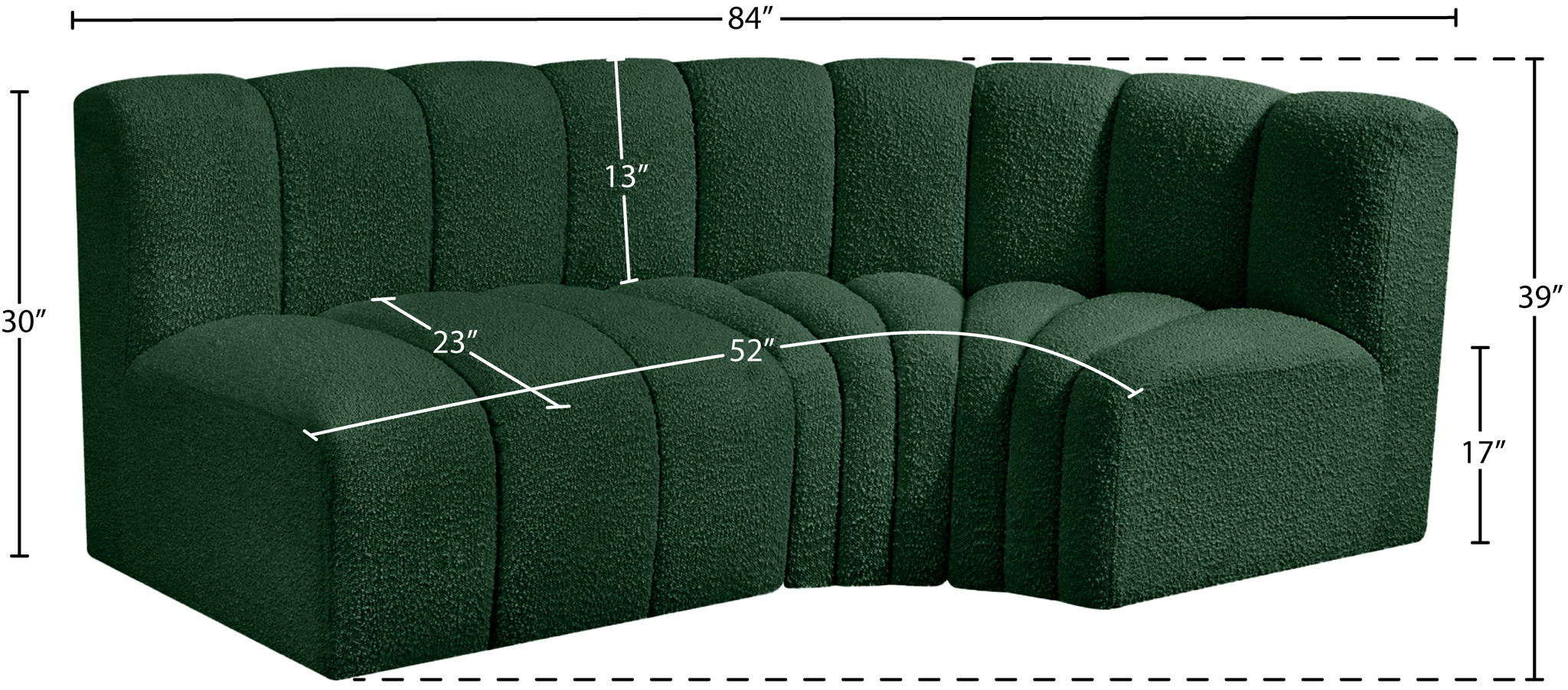 Arc - Boucle Fabric 3 Piece Sofa