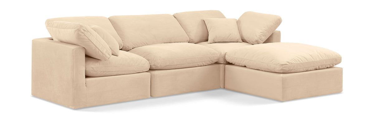 Indulge - Velvet 4 Piece Modular Sectional With Chaise