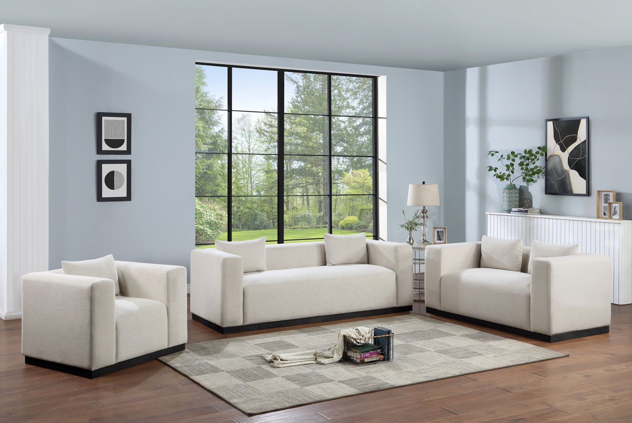 Alfie - Linen Textured Fabic Loveseat