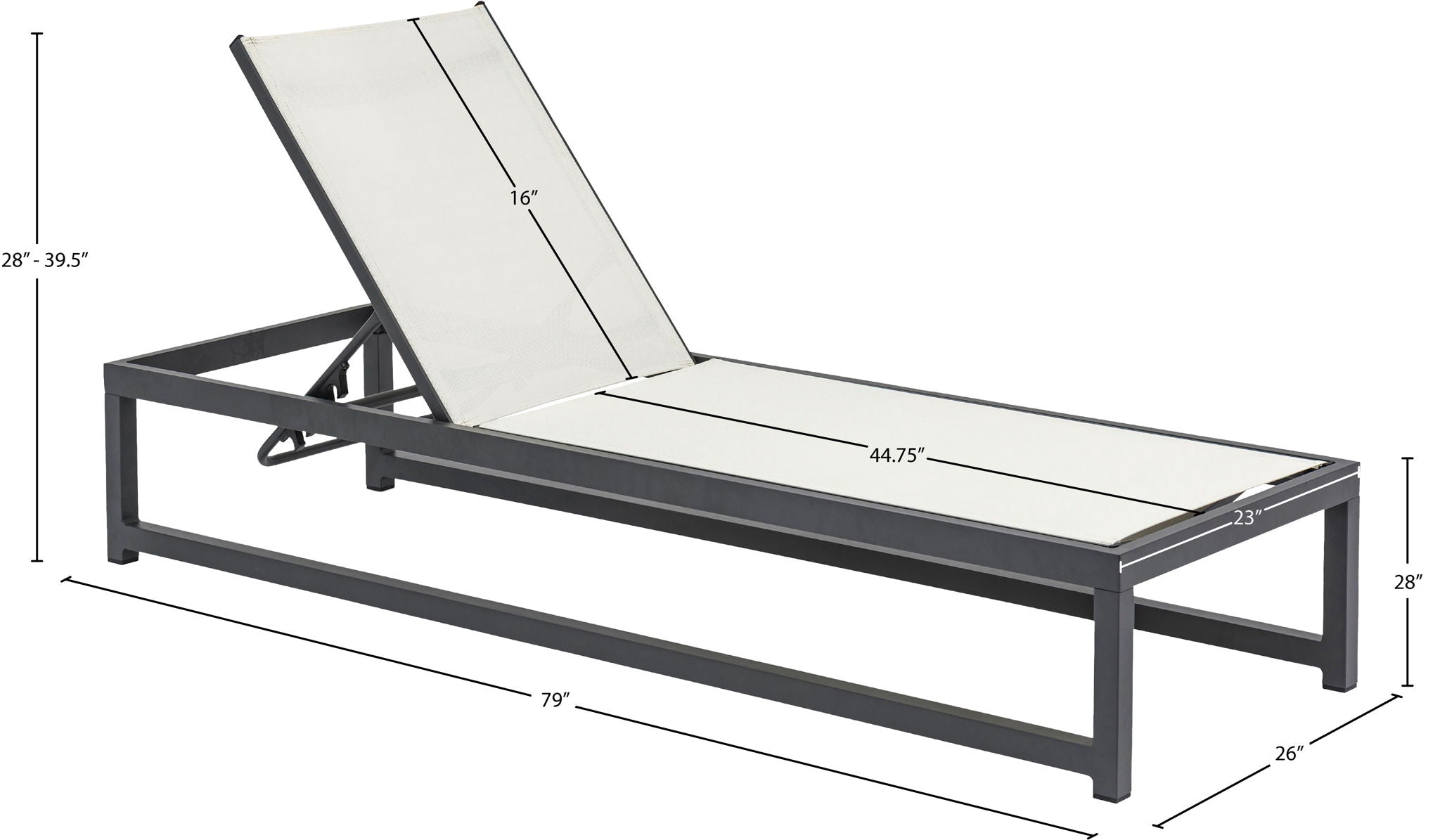 Maldives - Water Resistant Outdoor Patio Adjustable Sun Chaise Lounge Chair With Gray Base