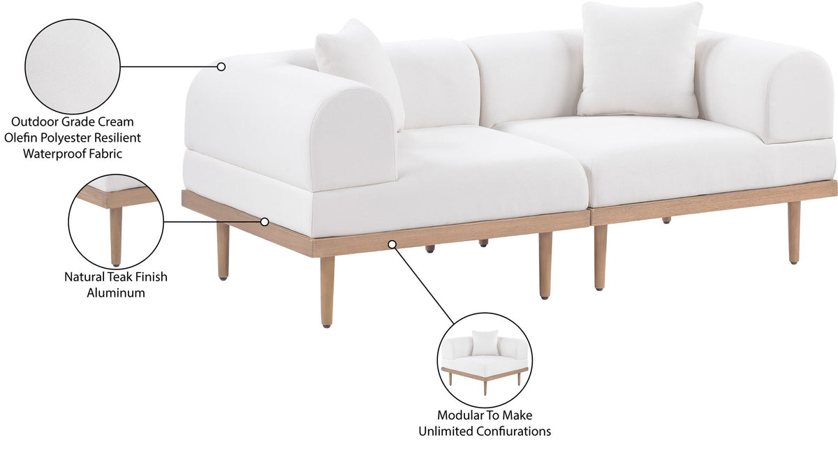 Laguna - 2 Piece Resilient Water Resistant Fabric 71" Upholstered Outdoor Patio Modular Loveseat