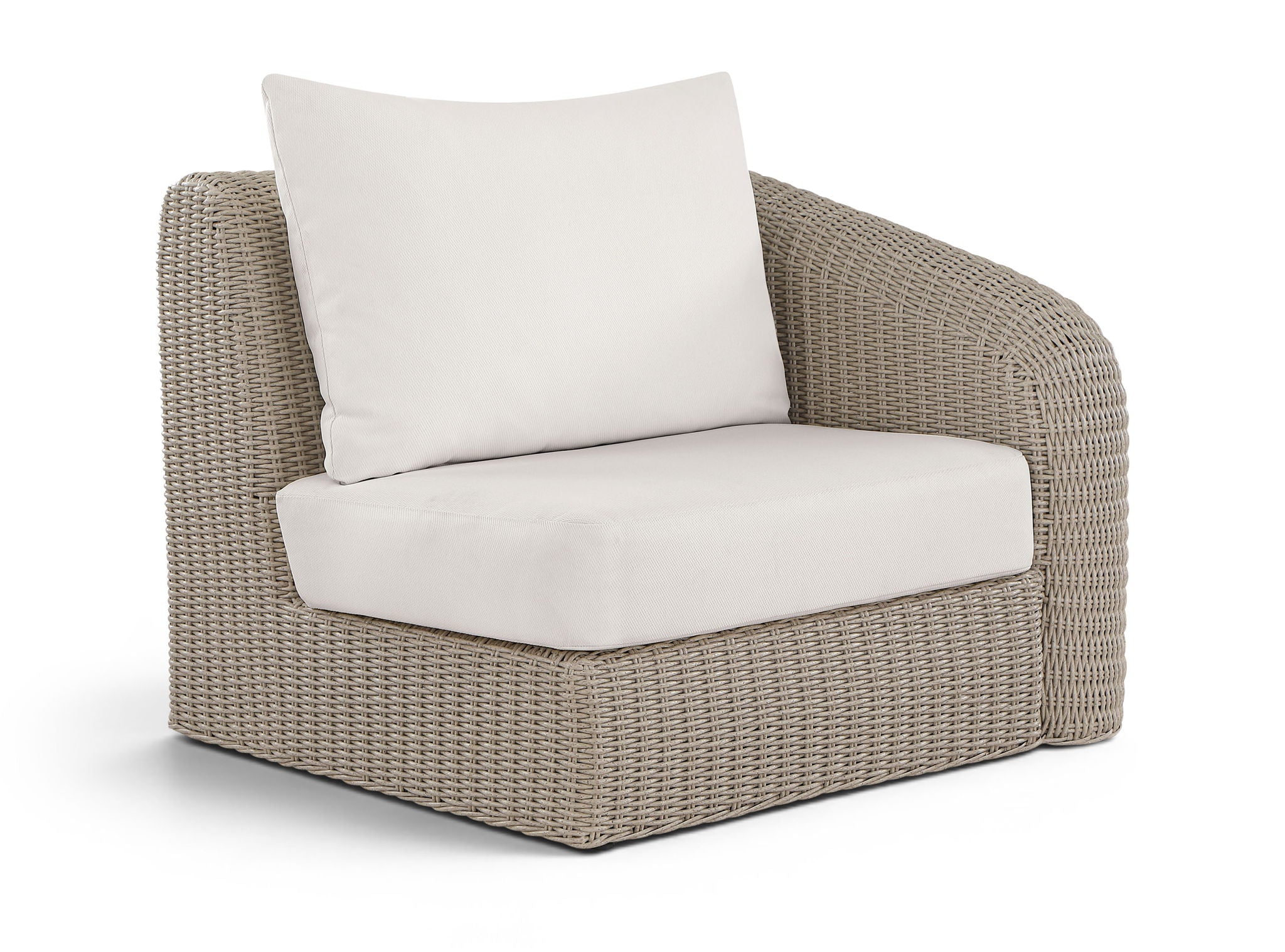 Seacrest - Olefin Water Resistant Fabric And Wicker Outdoor Patio Right Arm Chair