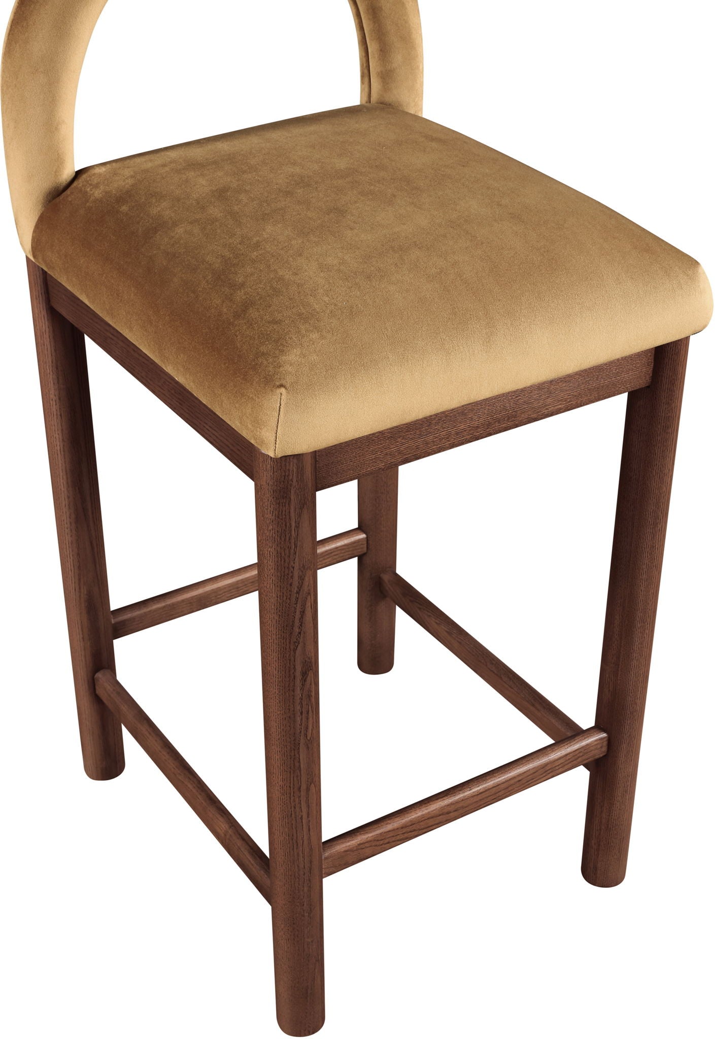 Conrad - Velvet Counter Stool With Brown Legs