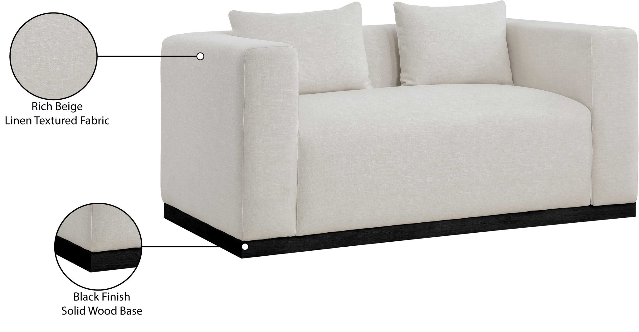 Alfie - Linen Textured Fabic Loveseat
