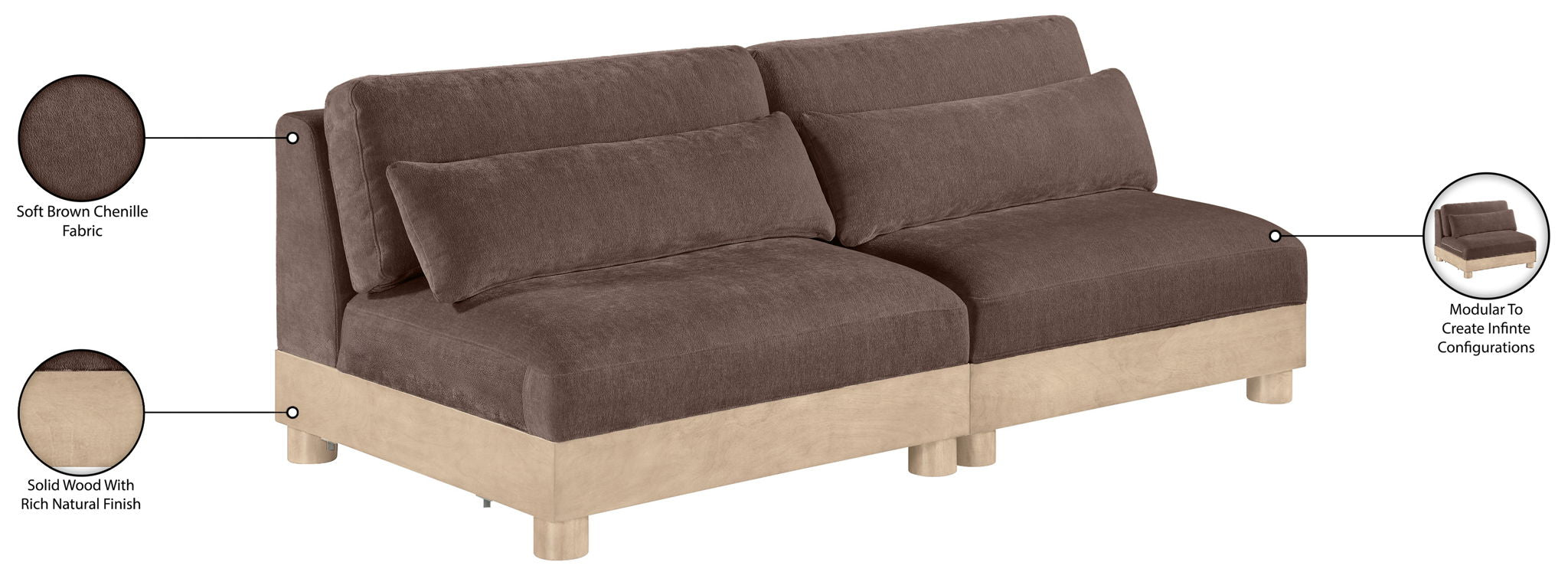 Turin - Chenille Fabric Upholstered Modular Sectional - Brown