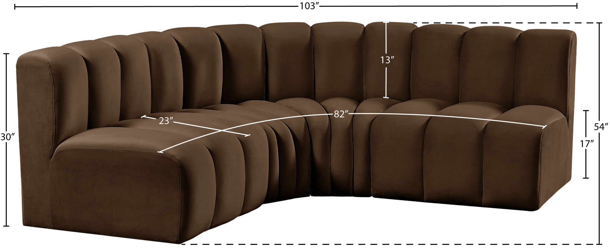 Arc - Velvet 4 Piece Corner Modular Sofa
