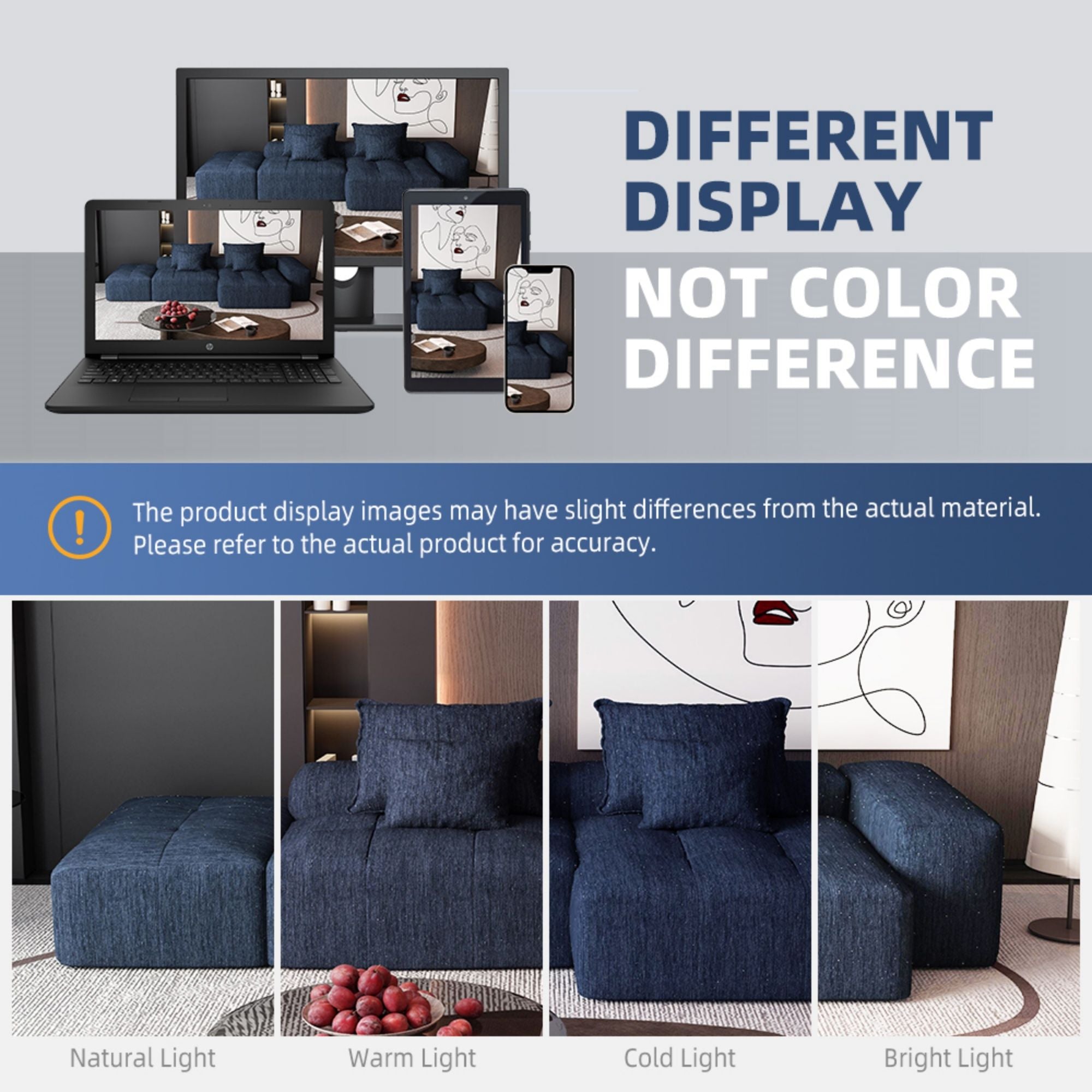 Modern Oversized Diy Combination Modular Sectional Sofa & Pillows