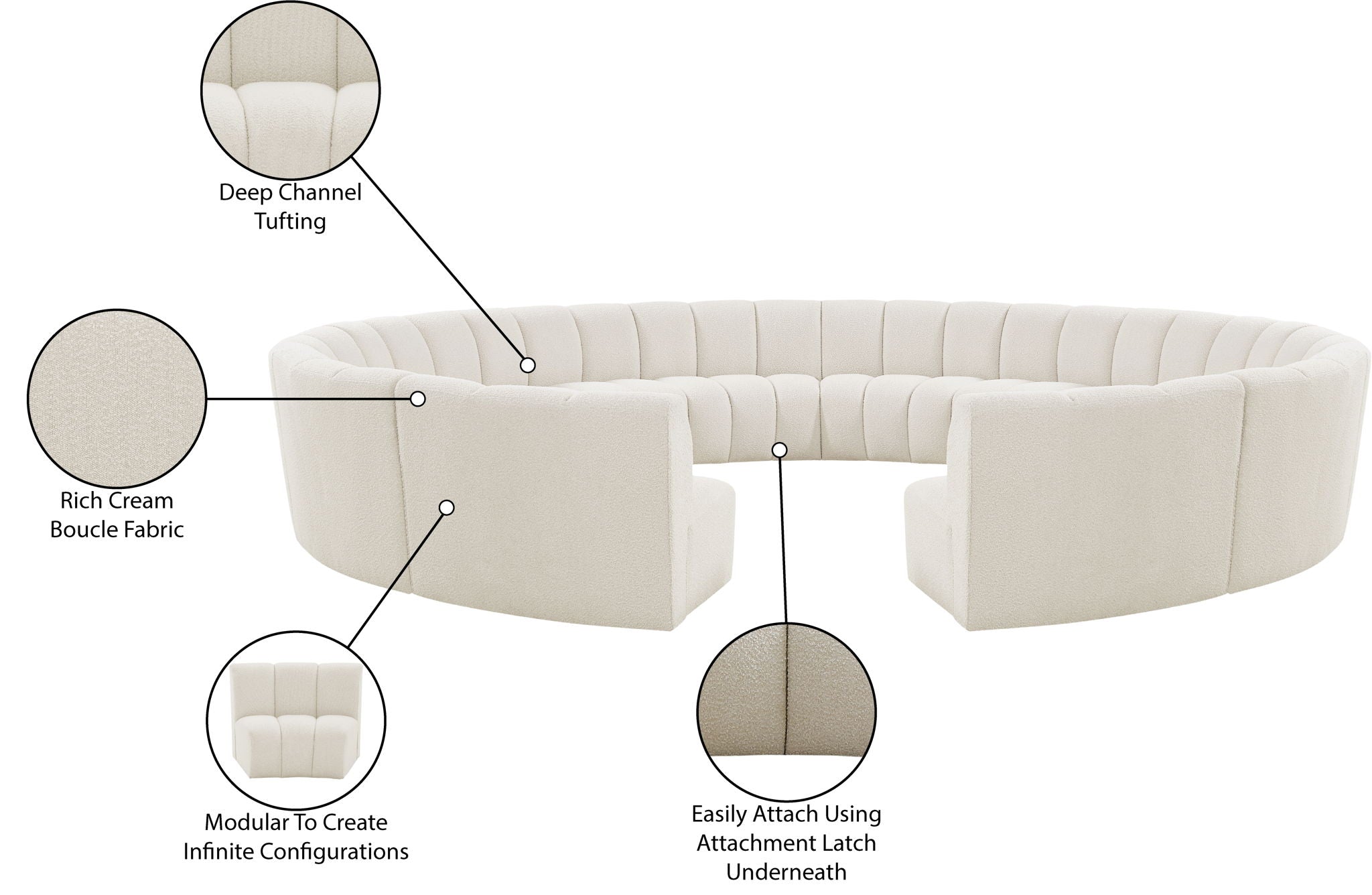 Infinity - 12 Piece Boucle Modular Sectional