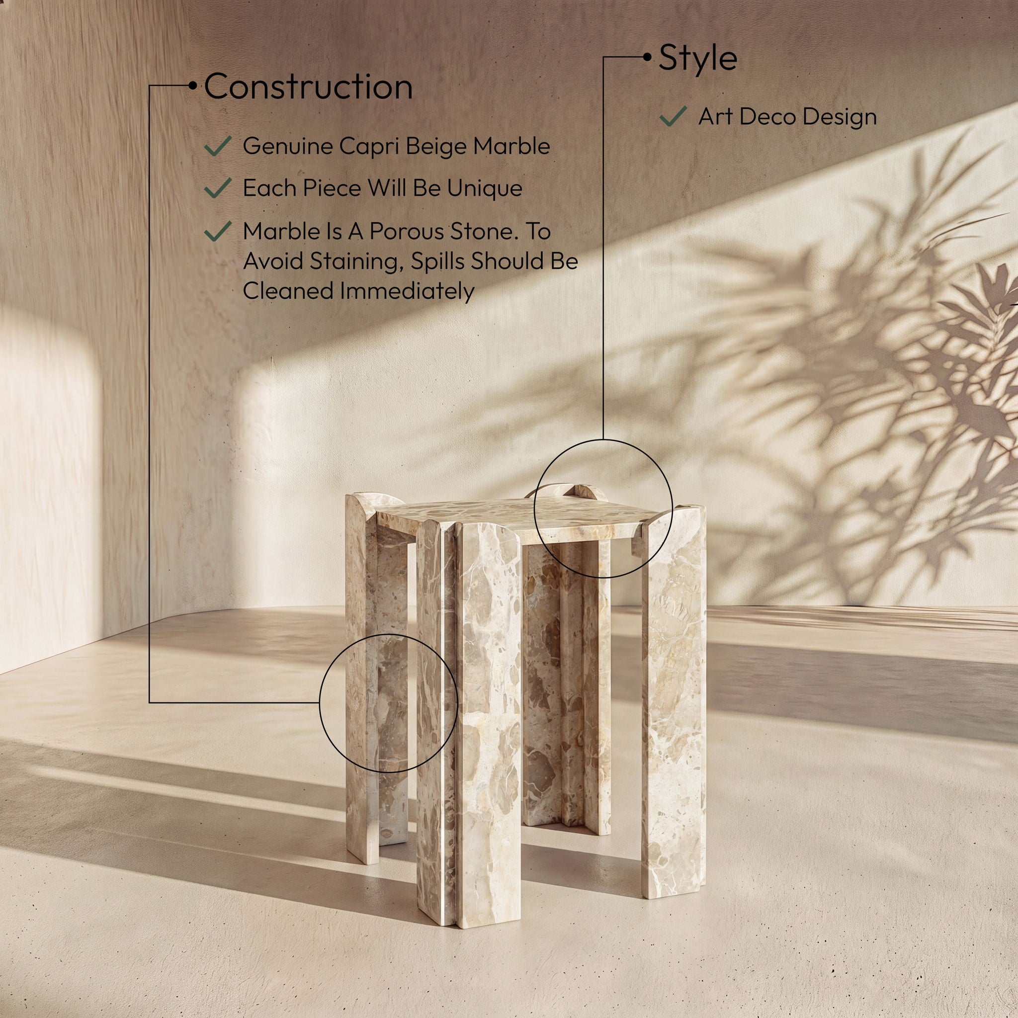 Ravello - Genuine Marble Table