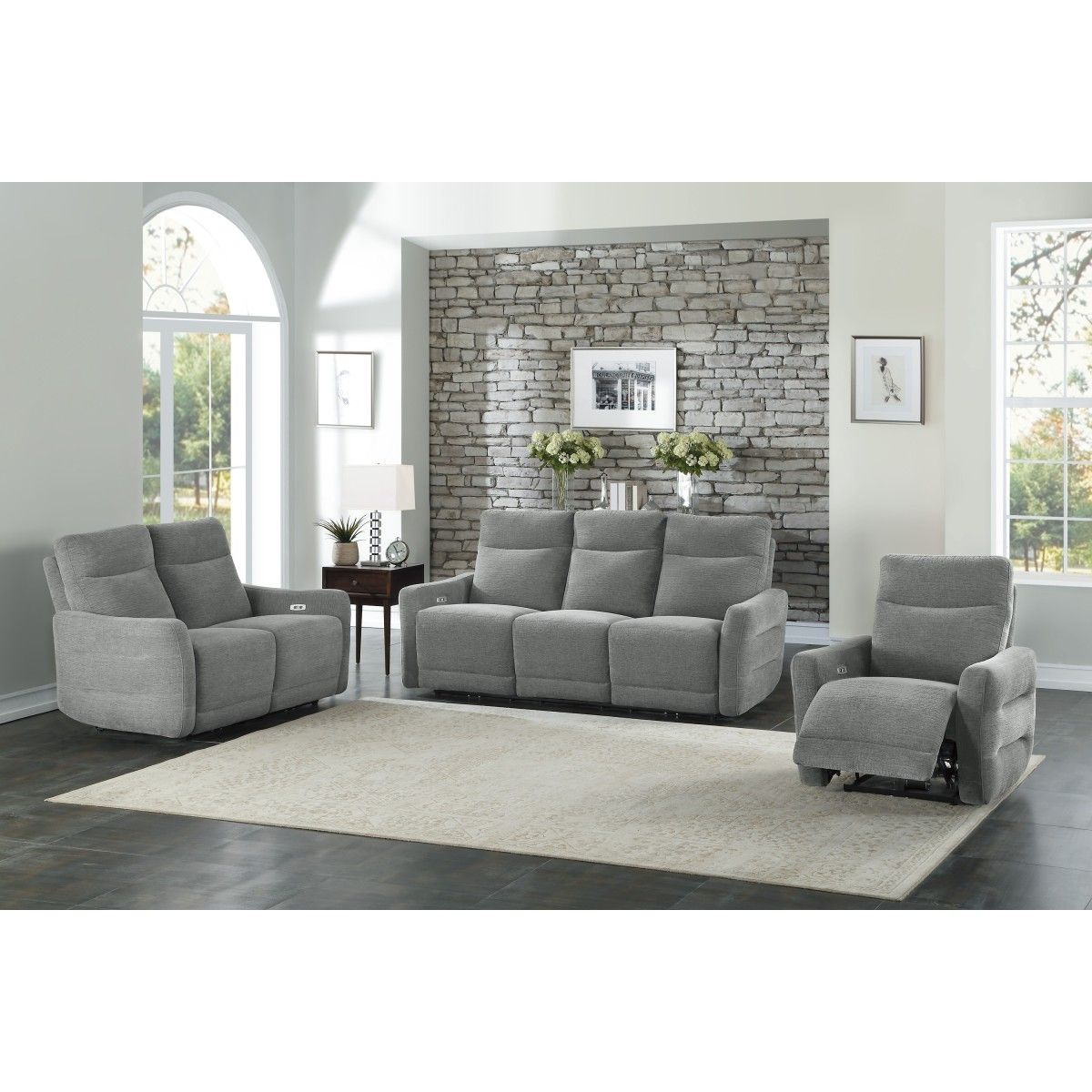 Edition - Power Double Lay Flat Reclining Loveseat With Power Headrests And USB Ports - Dove Gray