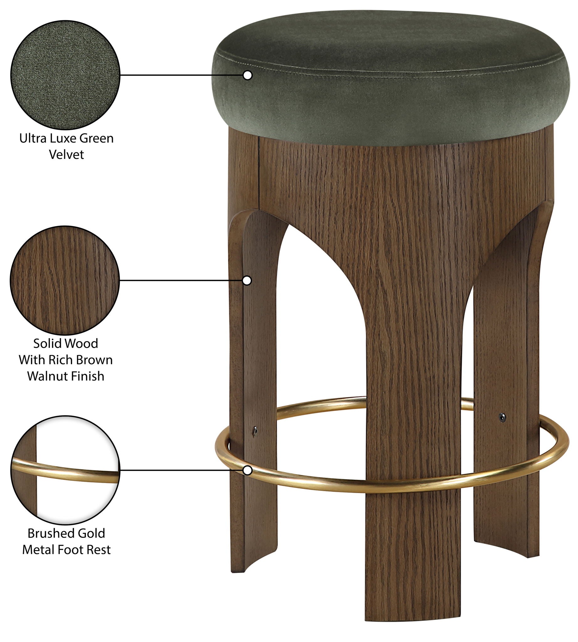Bocceli - Counter Stool - Brown Base