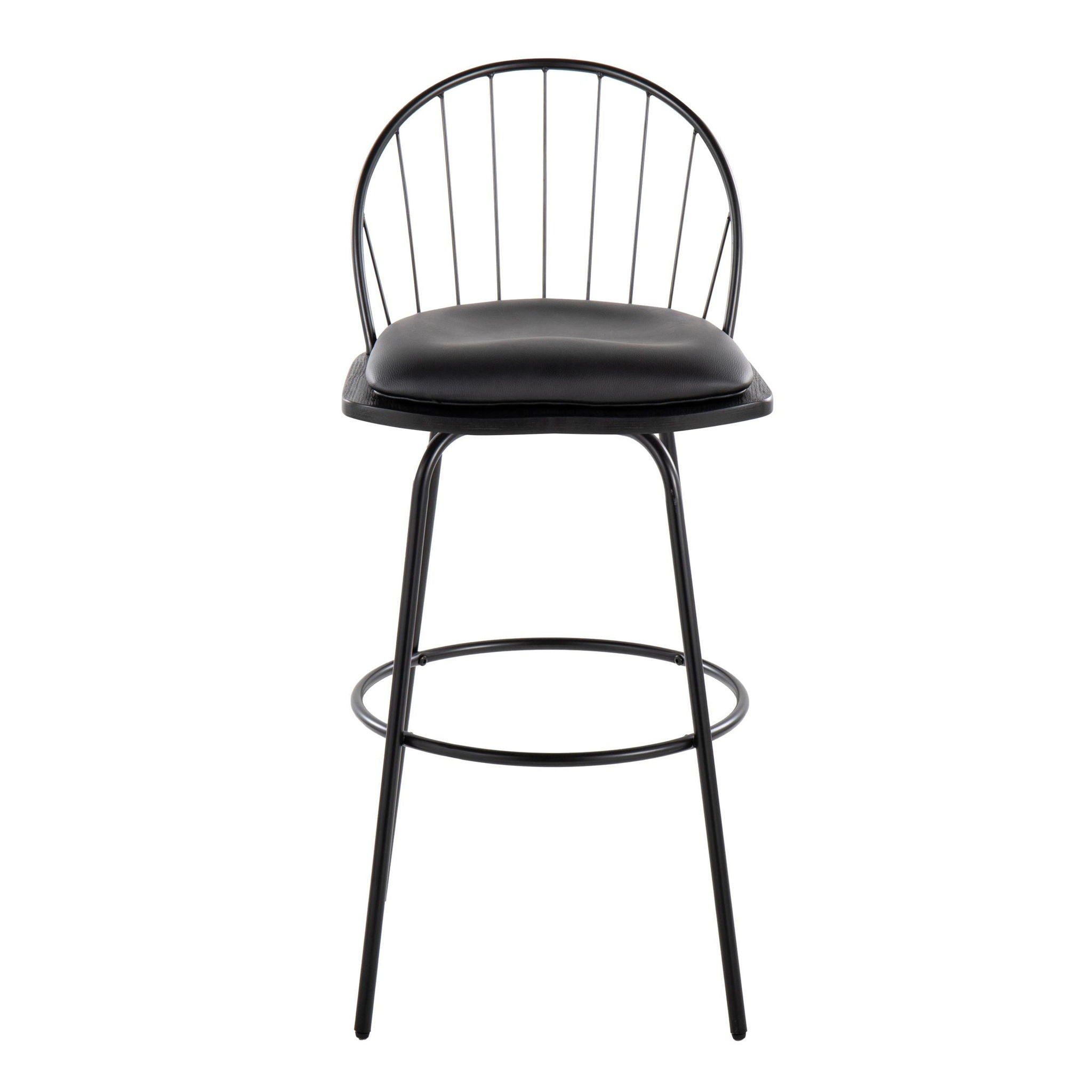 Riley - Claire Farmhouse Fixed Height Barstool With Swivel With Round Footrest (Set of 2)